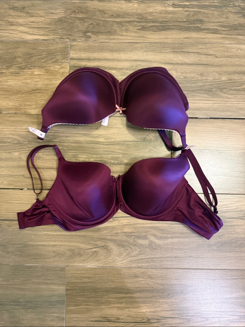 Victoria's Secret Satin Plunge Bra - Wine